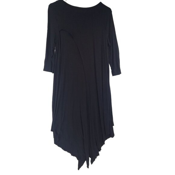 Soft Surroundings Alexandra Dress Womens  M Layered 3/4 Sleeve Black Flowy - Picture 4 of 6